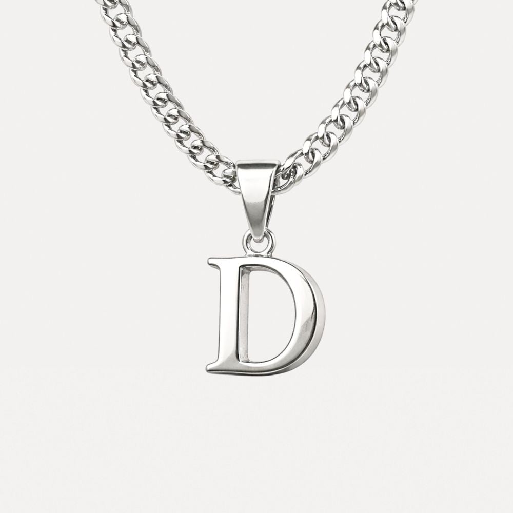 Mini Initial with Cuban Chain - Silver