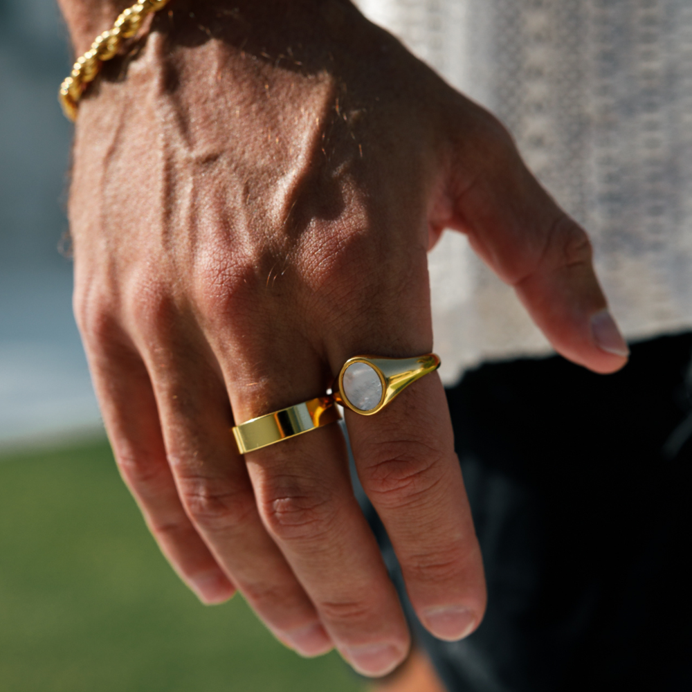 18K Gold Band Rings for Men - Luxury Gold Rings By Twistedpendant