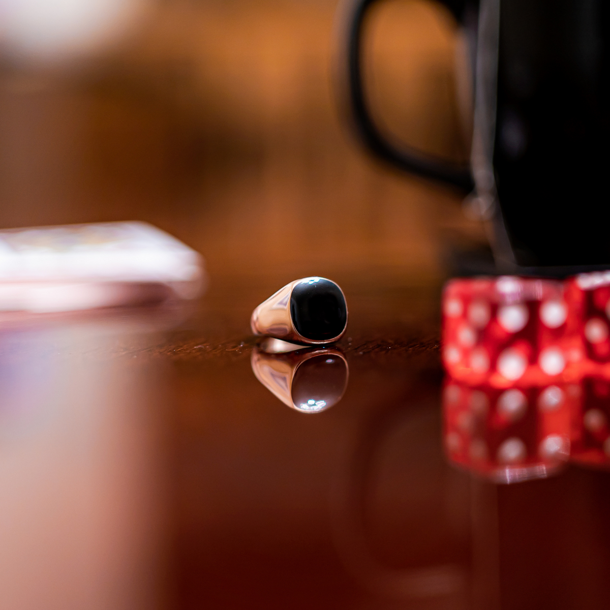 Black Polished Ring - Rose Gold