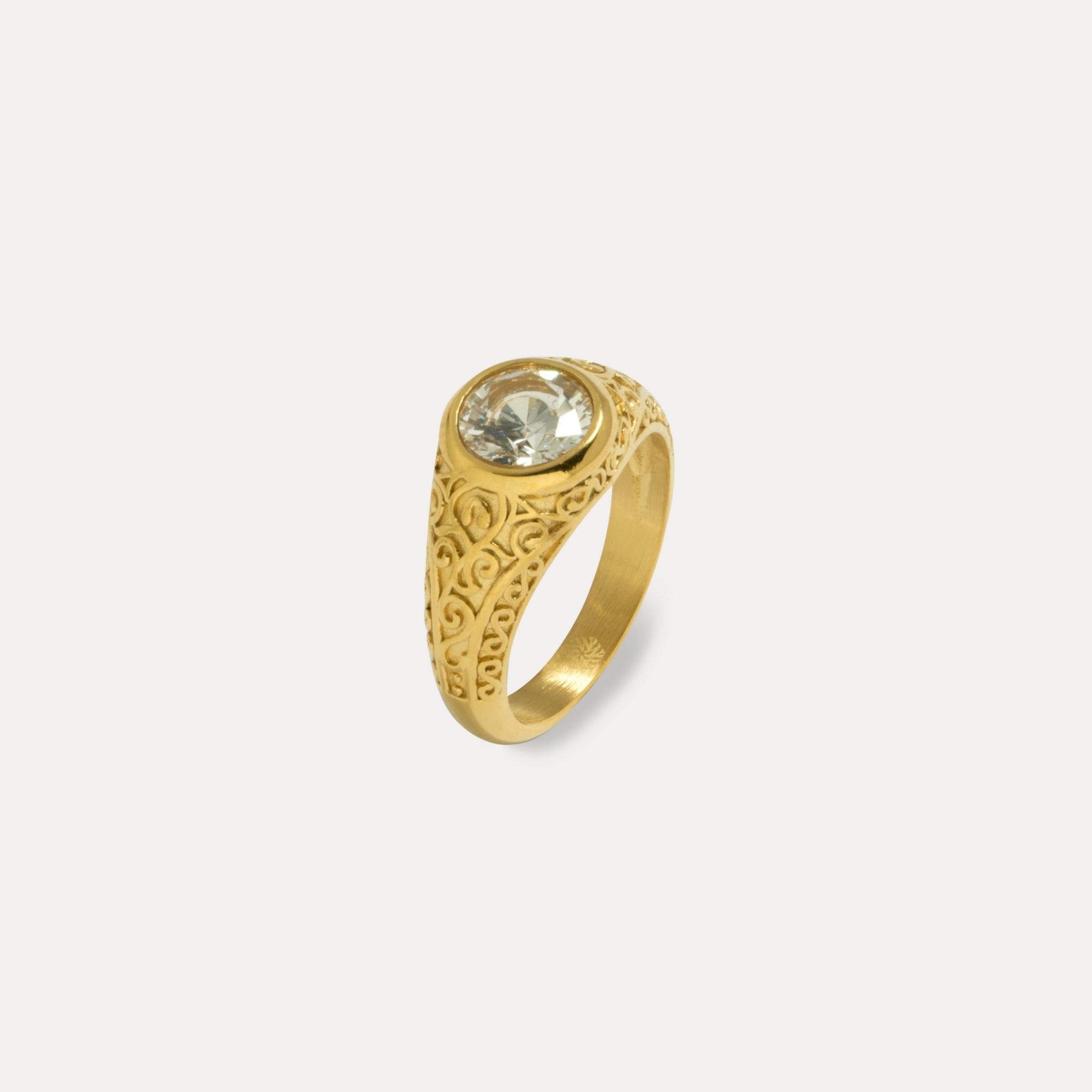 Mens Ring - 18K Gold Diamond Signet Ring For Men - By Twistedpendant