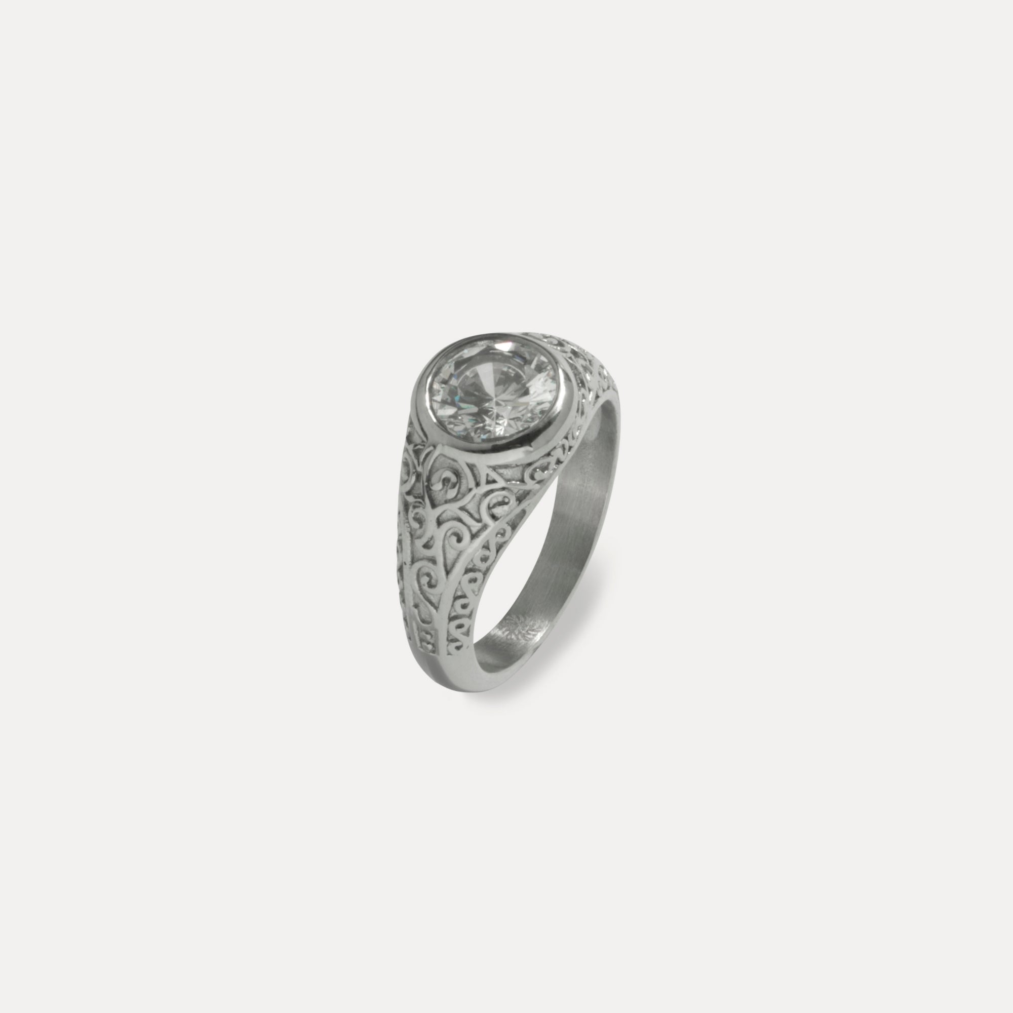 Mens Ring - Silver Diamond Signet Ring For Men - By Twistedpendant