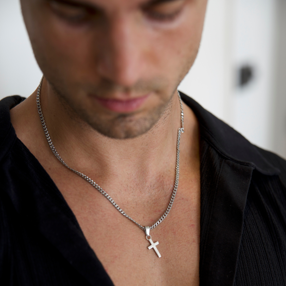 Mens Silver Cross Necklace - Silver Cross Necklace For Men | Twistedpendant