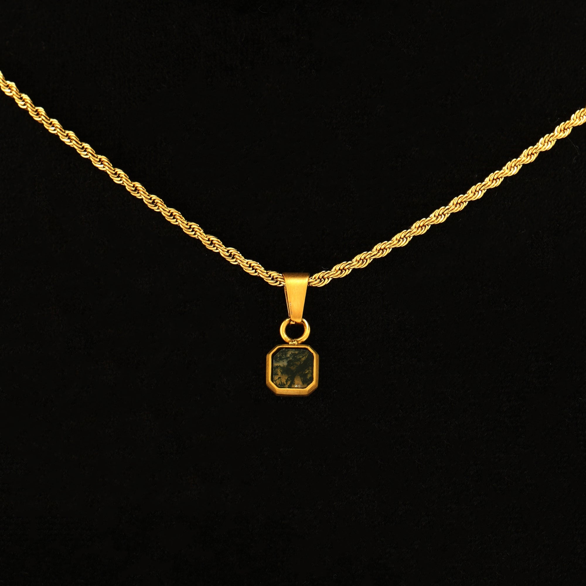 Mini Moss Agate - Gold