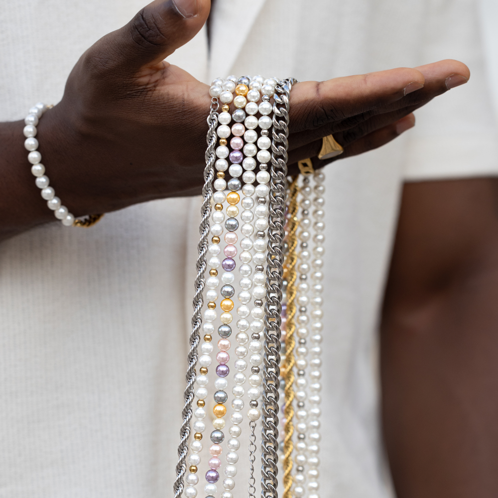 Pastel Pearl Chain - Men's Pearl Necklace | Twistedpendant