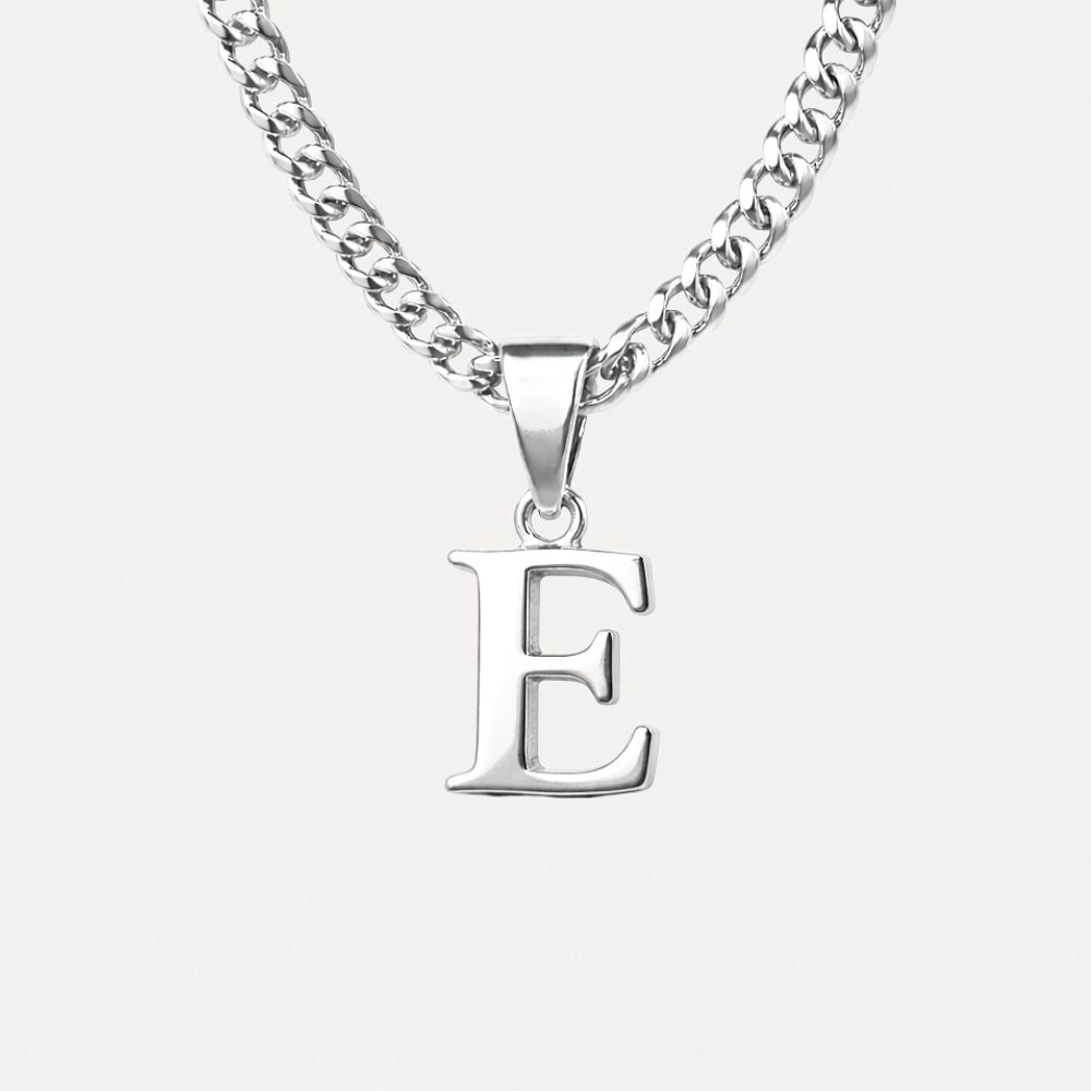 Mini Initial with Cuban Chain - Silver