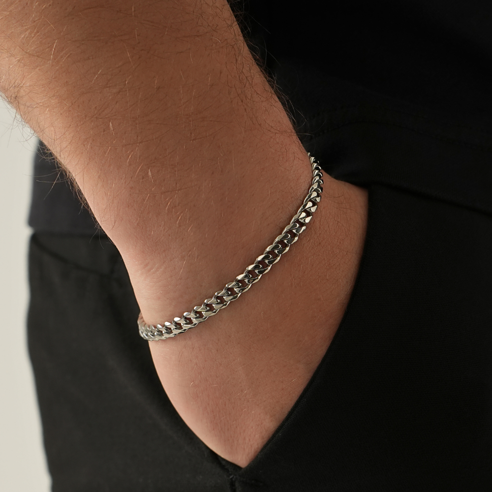 Men's Silver Bracelet - Cuban Silver Bracelets For Men | By Twistedpendant