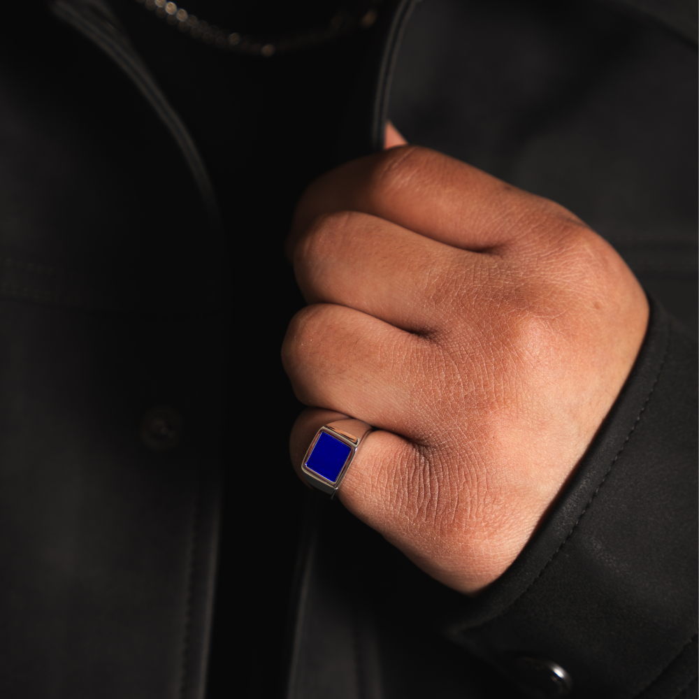 Mens Rings - Gold Lapis Lazuli Signet Ring For Men - By Twistedpendant