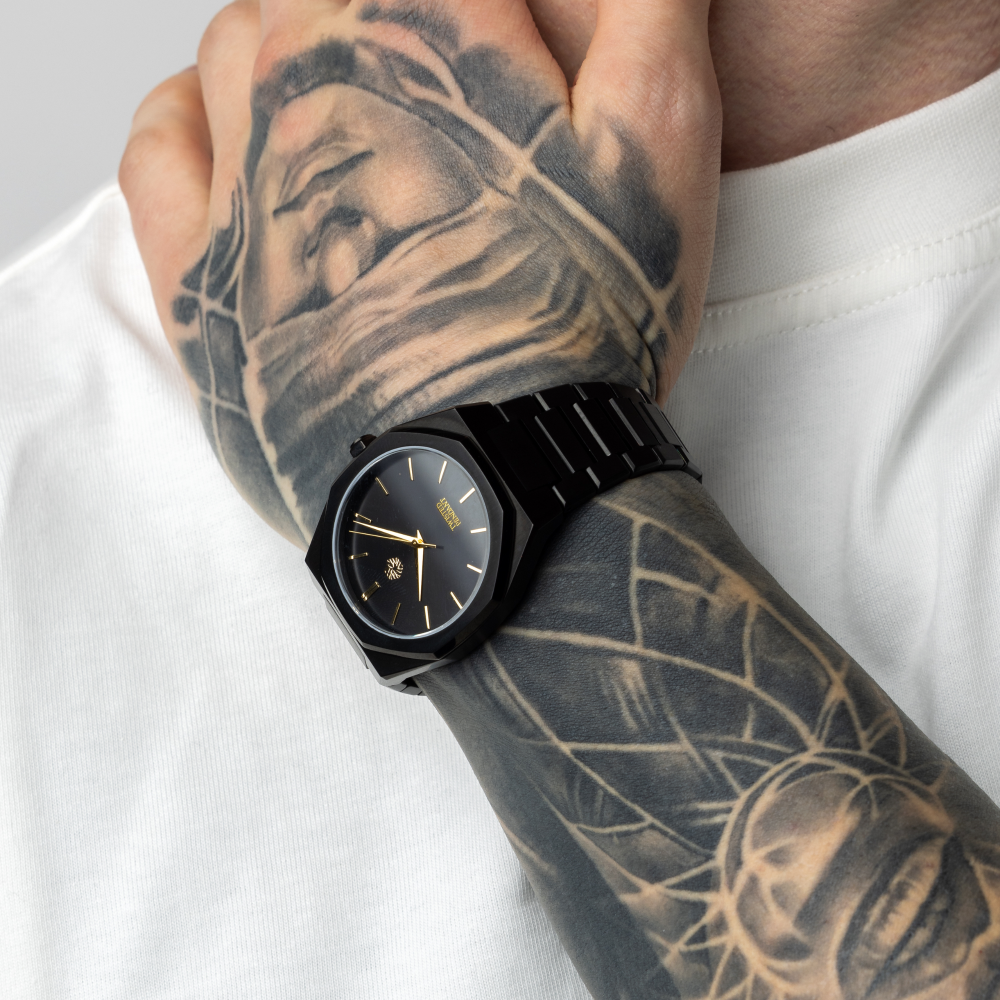 Mens Black Gold Watch 316L Stainless Steel Watch By Twistedpendant