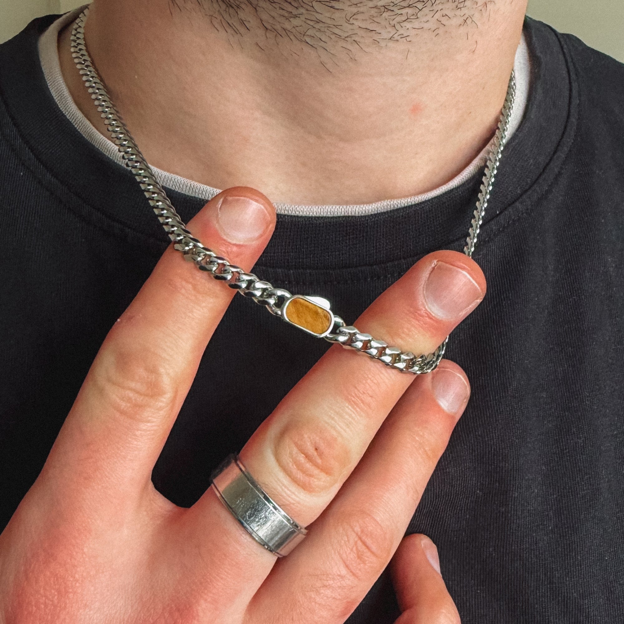 Tiger's Eye Cuban Chain (5MM) - Silver