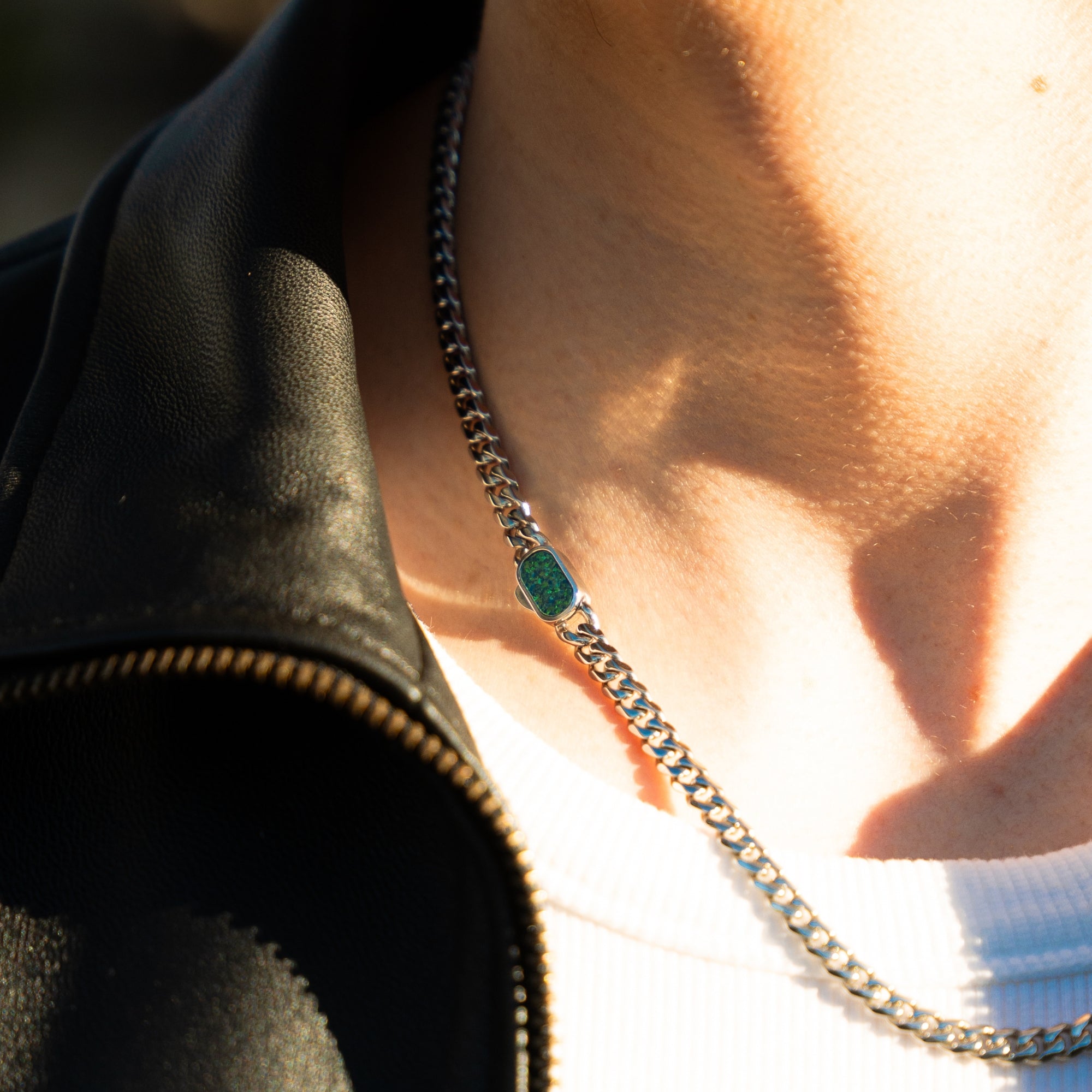 Opal Cuban Chain (5MM) - Silver