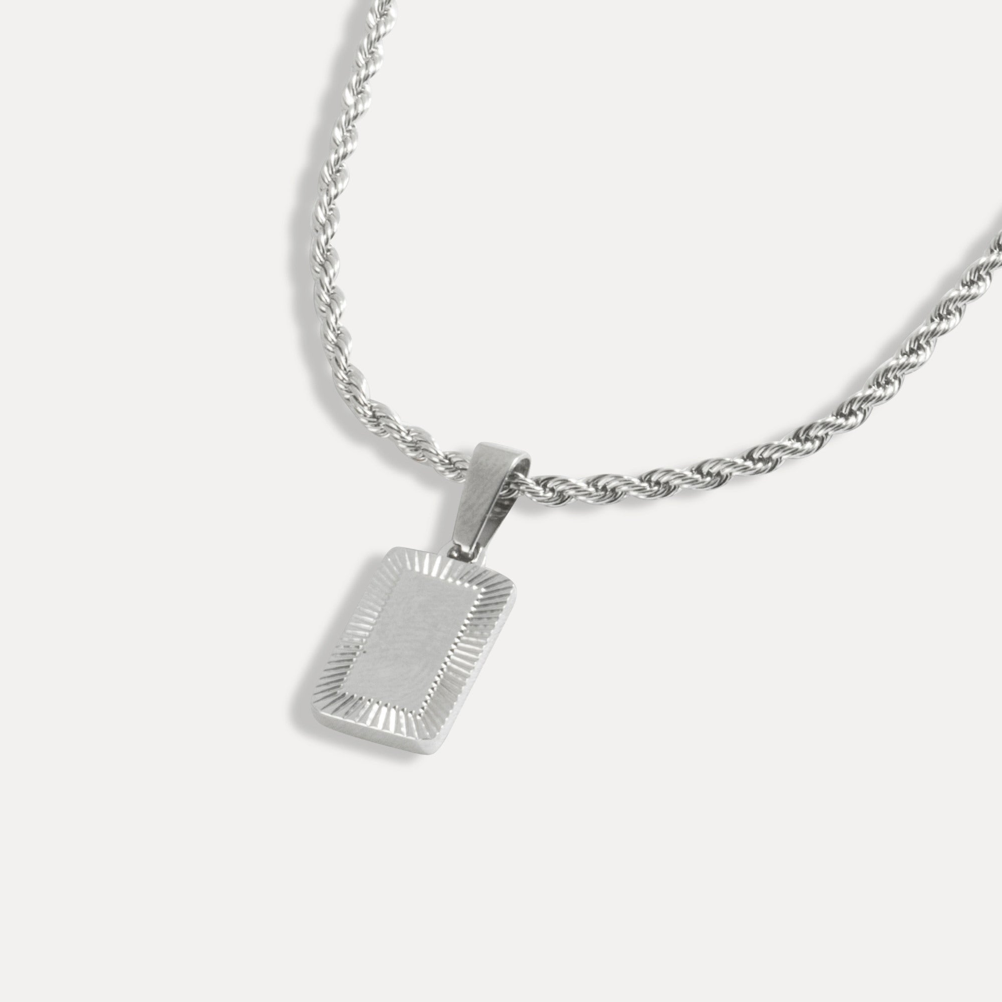 Silver Rectangle Pendant Necklace - Mens Silver Pendant By Twistedpendant