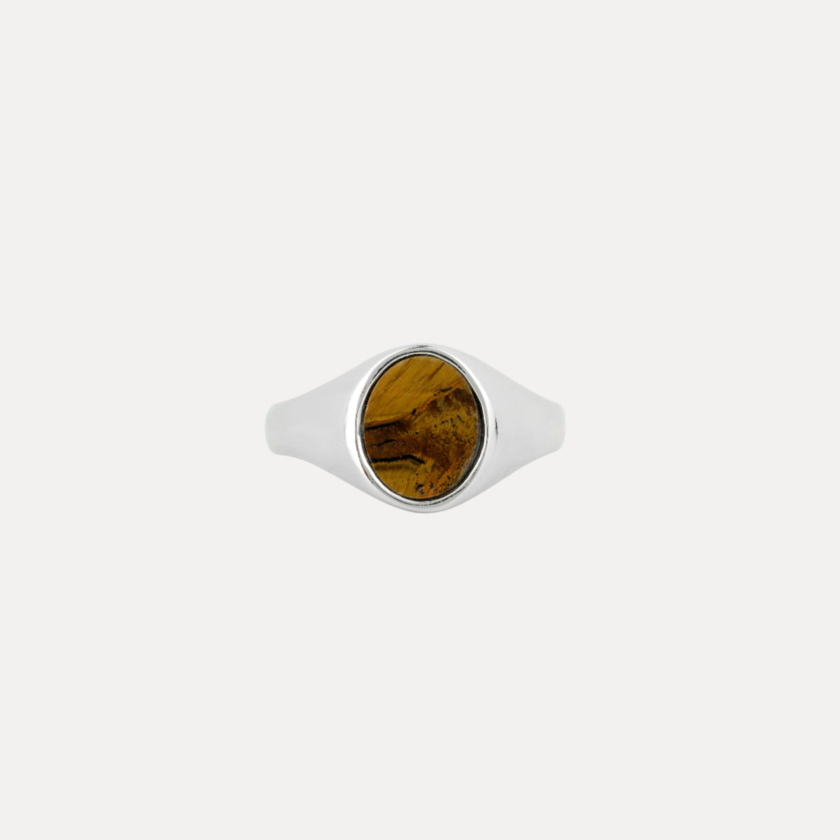 Tigers Eye Signet Ring Men - Mens Silver Signet Ring - By 