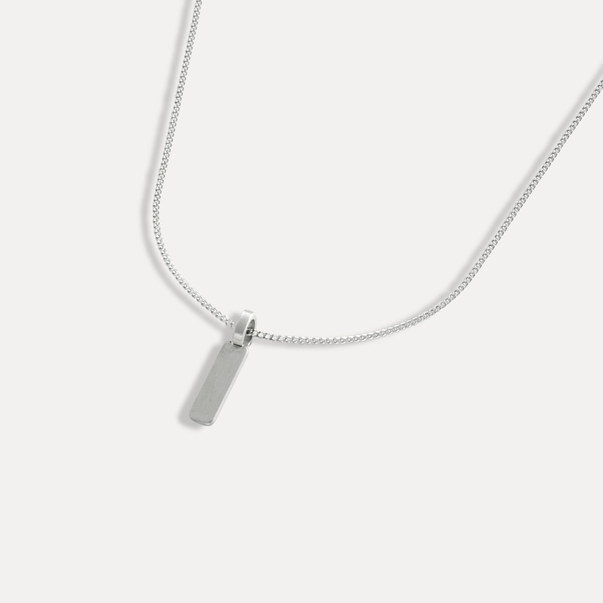 Silver Matte Bar Pendant Necklace - Silver Necklace For Men By Twistedpendant