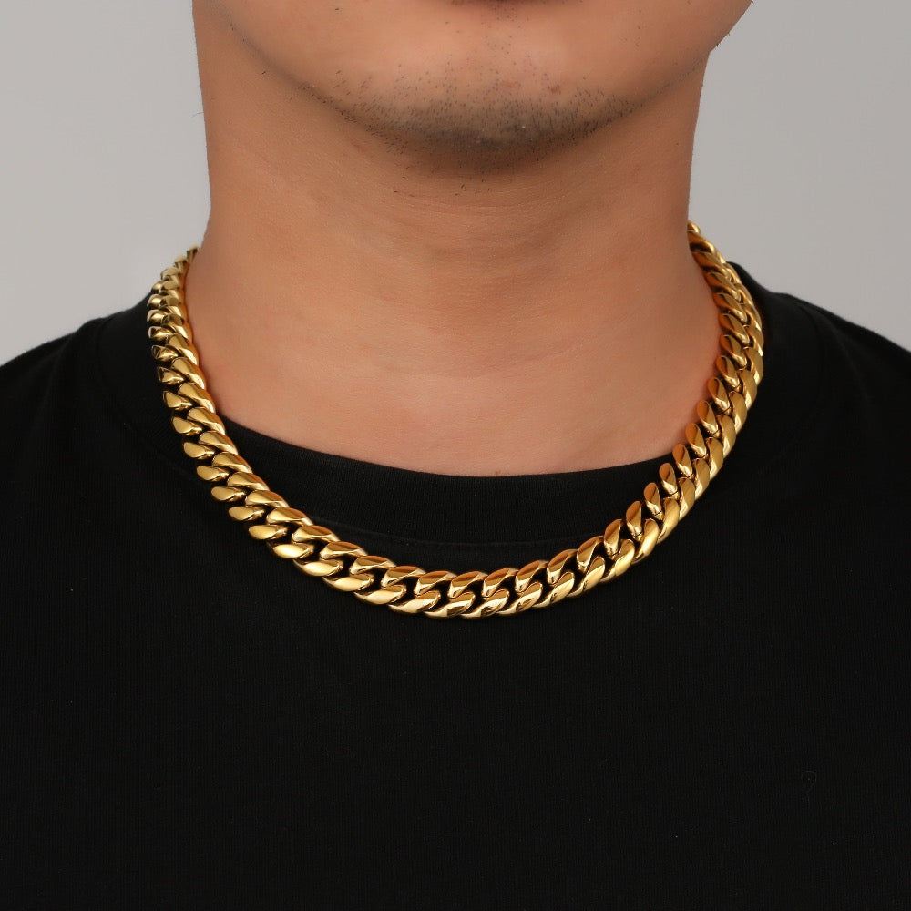 Gold Chunky Cuban Chain (12MM) - Gold Chain For Men By Twistedpendant