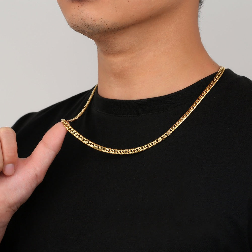 Mens Gold Flat Cuban Chain (6MM) | Mens Necklace By - Twistedpendant