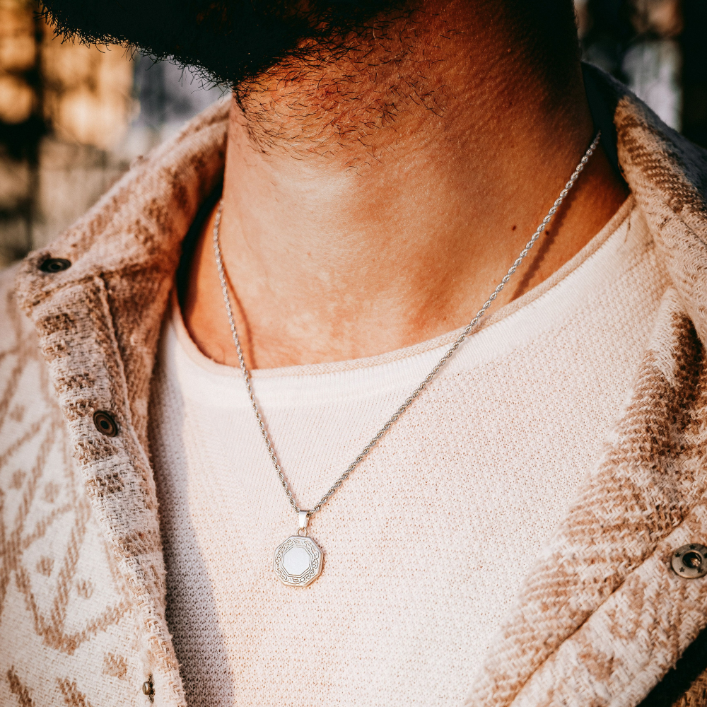 Men's Silver Octagon Pendant - Men's Small Necklace | Twistedpendant