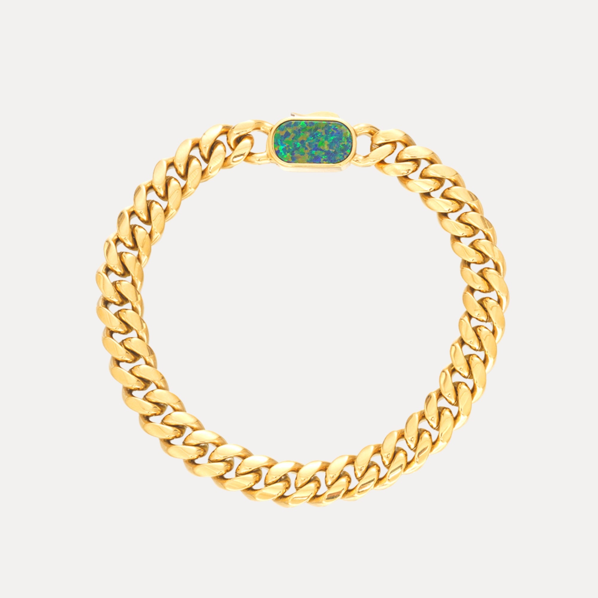 Opal Thick Cuban Bracelet (8MM) – Gold
