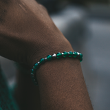 Green Silver Beaded Bracelet Chain (6MM) - Men's Bead Bracelet | Twistedpendant