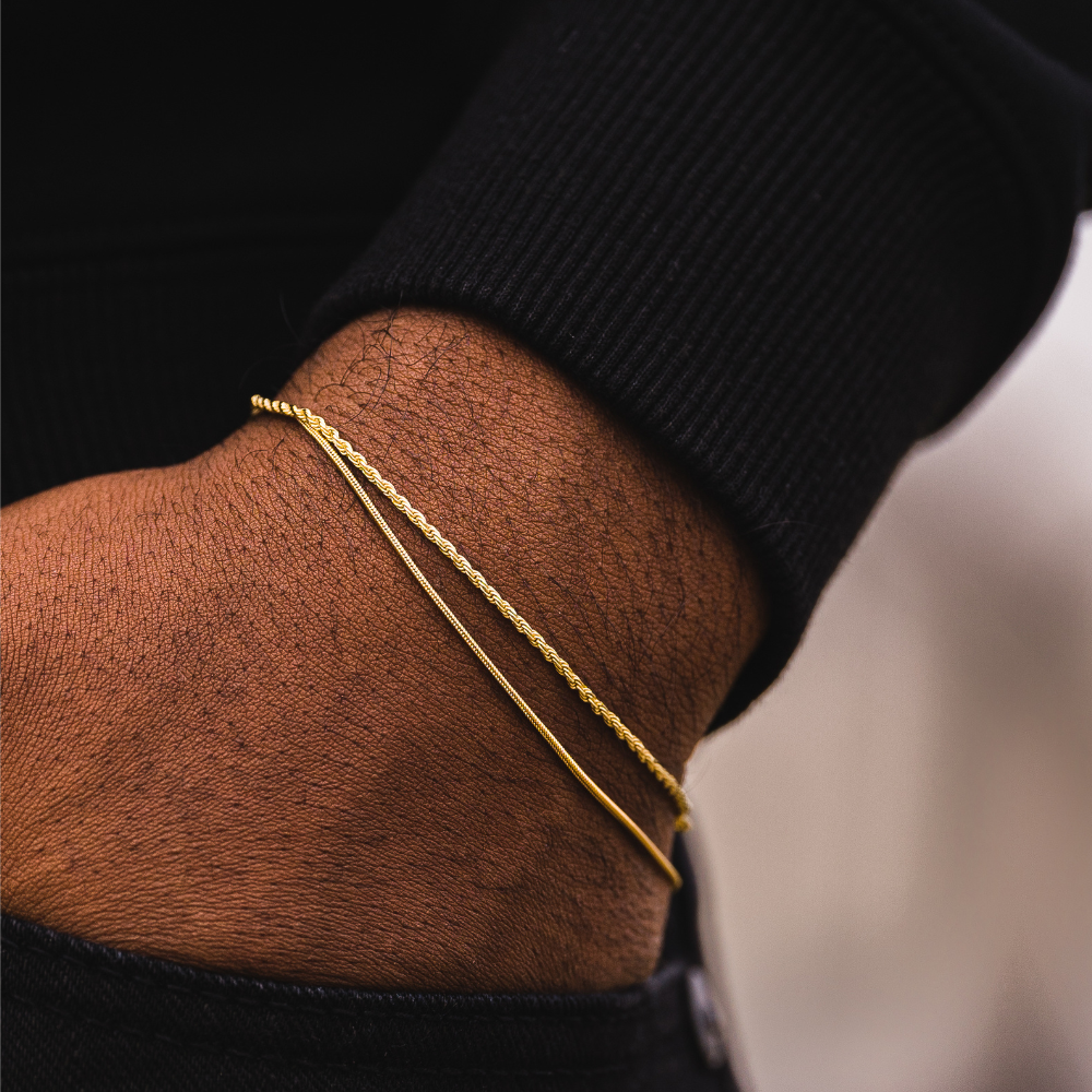 18K Gold Thin Rope Bracelet - Mens Rope Bracelets | By Twistedpendant