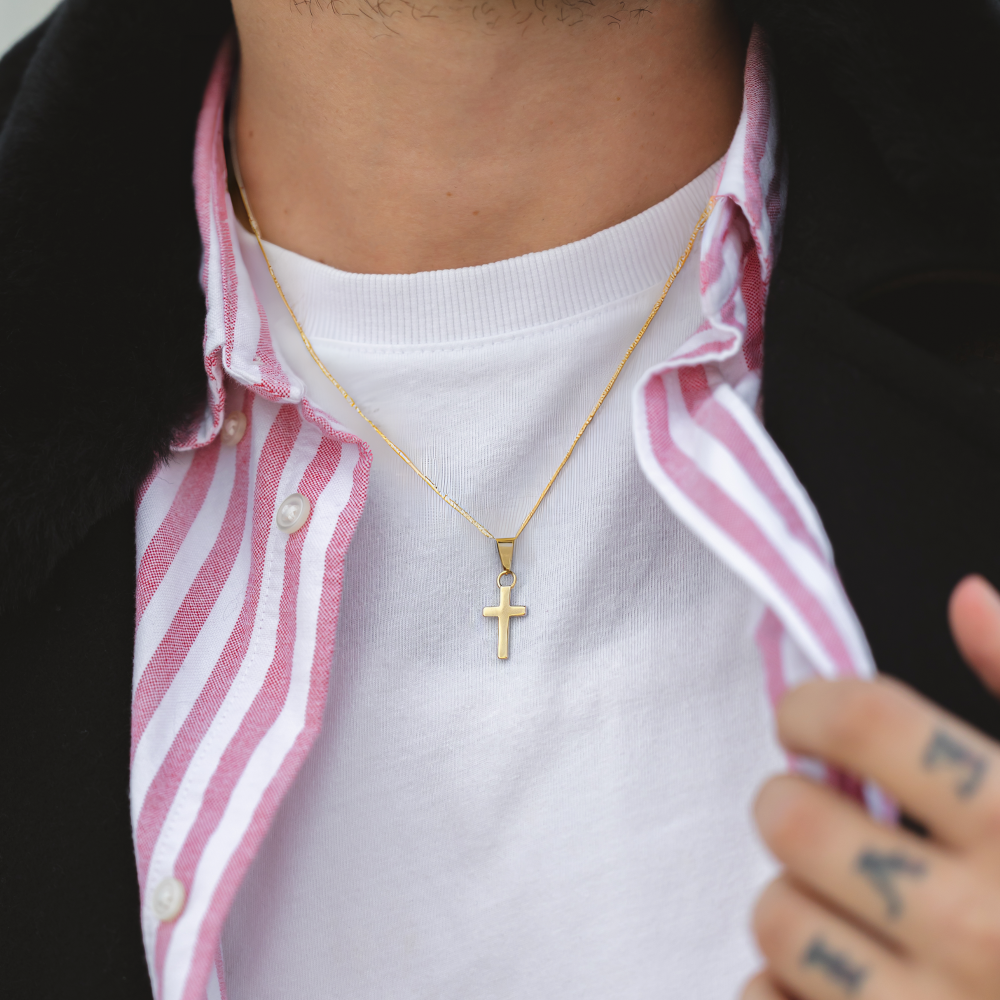 Mens Gold Cross Pendant - Mens Gold Necklaces | Twistedpendant
