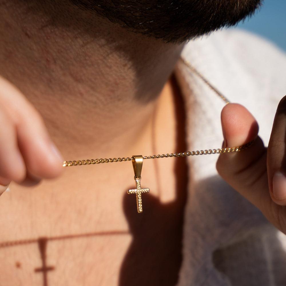 Micro Hammered Cross - Gold