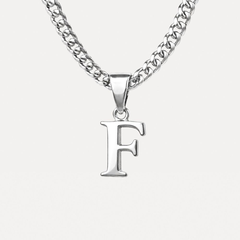 Mini Initial with Cuban Chain - Silver