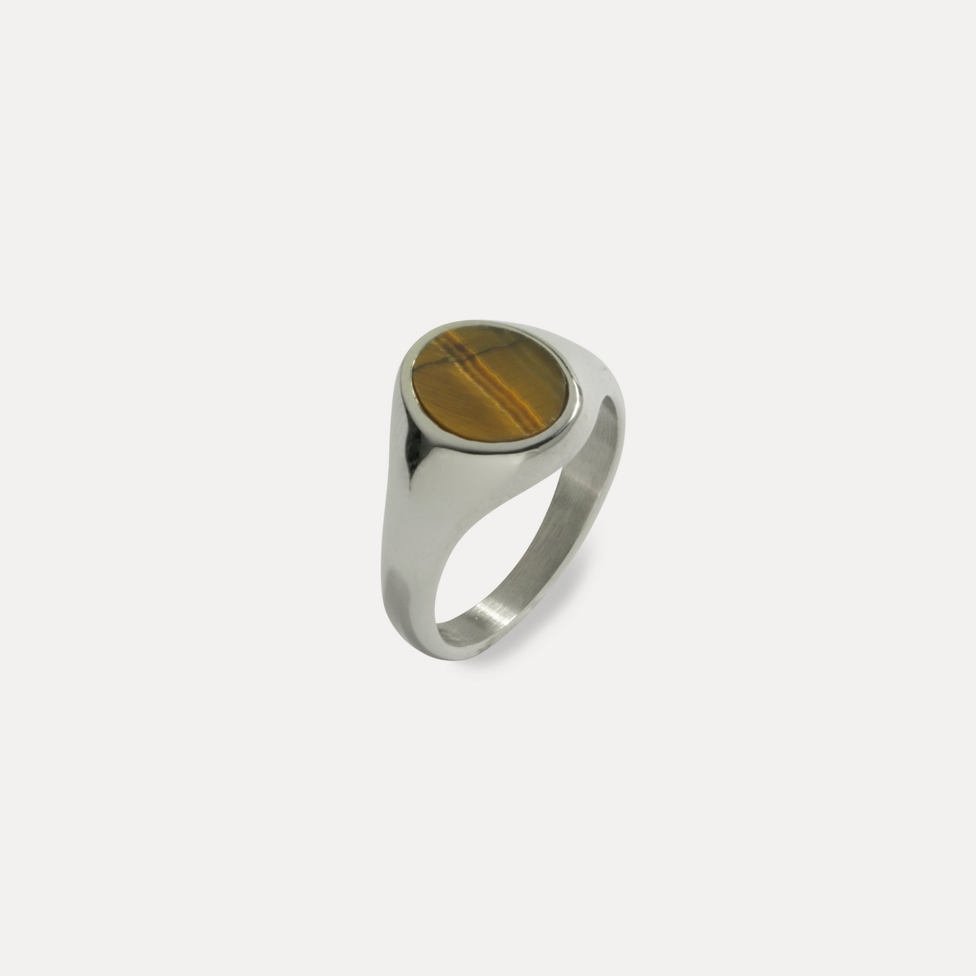 Tigers Eye Signet Ring Men - Mens Silver Signet Ring - By Twistedpendant
