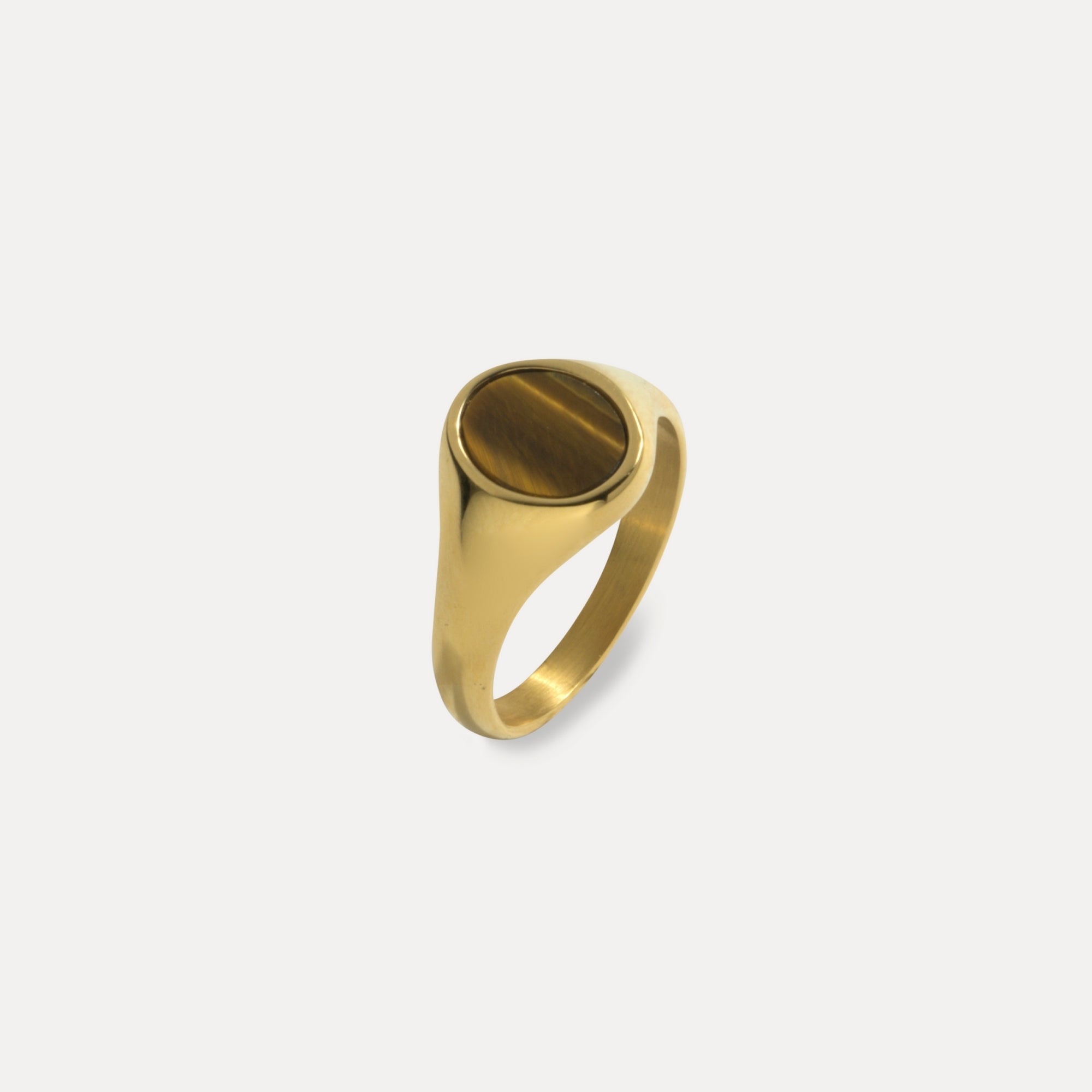 Tigers Eye Signet Ring Men - Mens Gold Signet Ring - By Twistedpendant