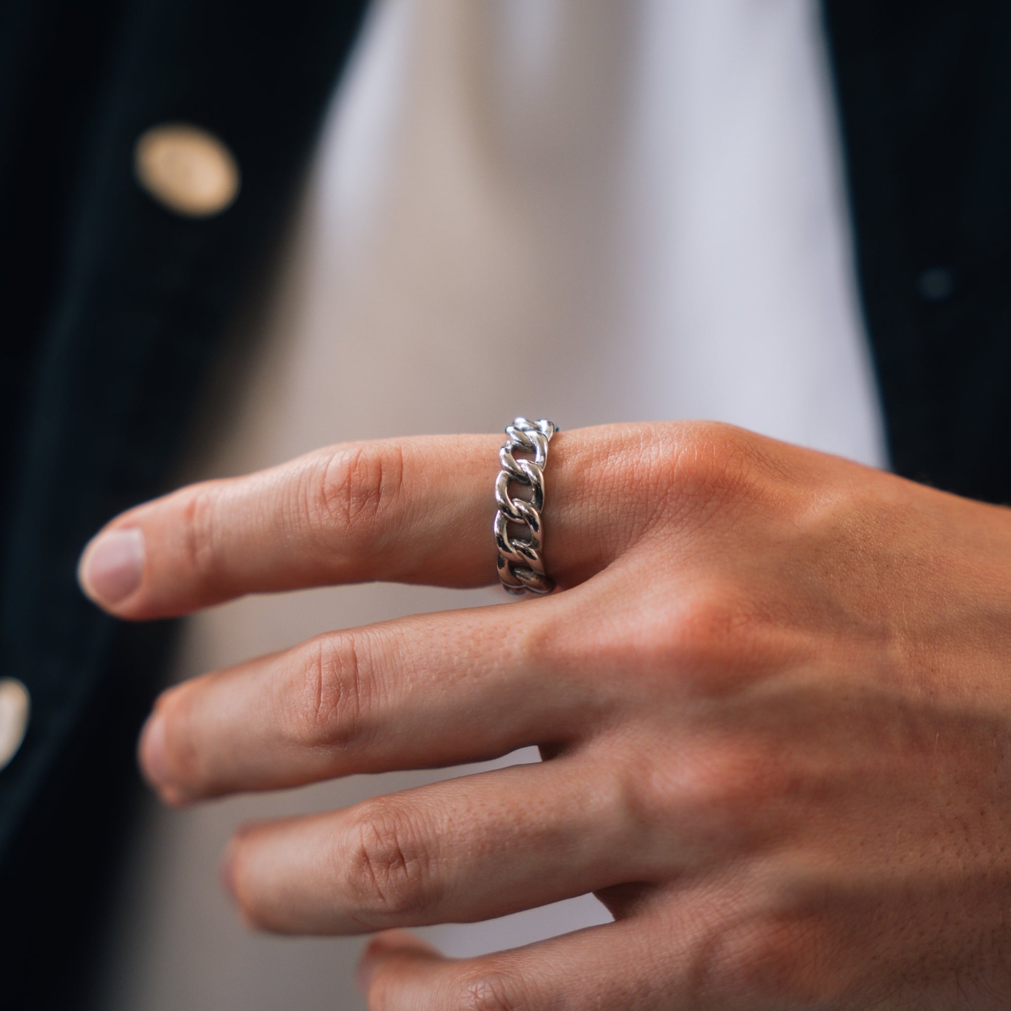 Twisted Cuban Band Ring - Silver