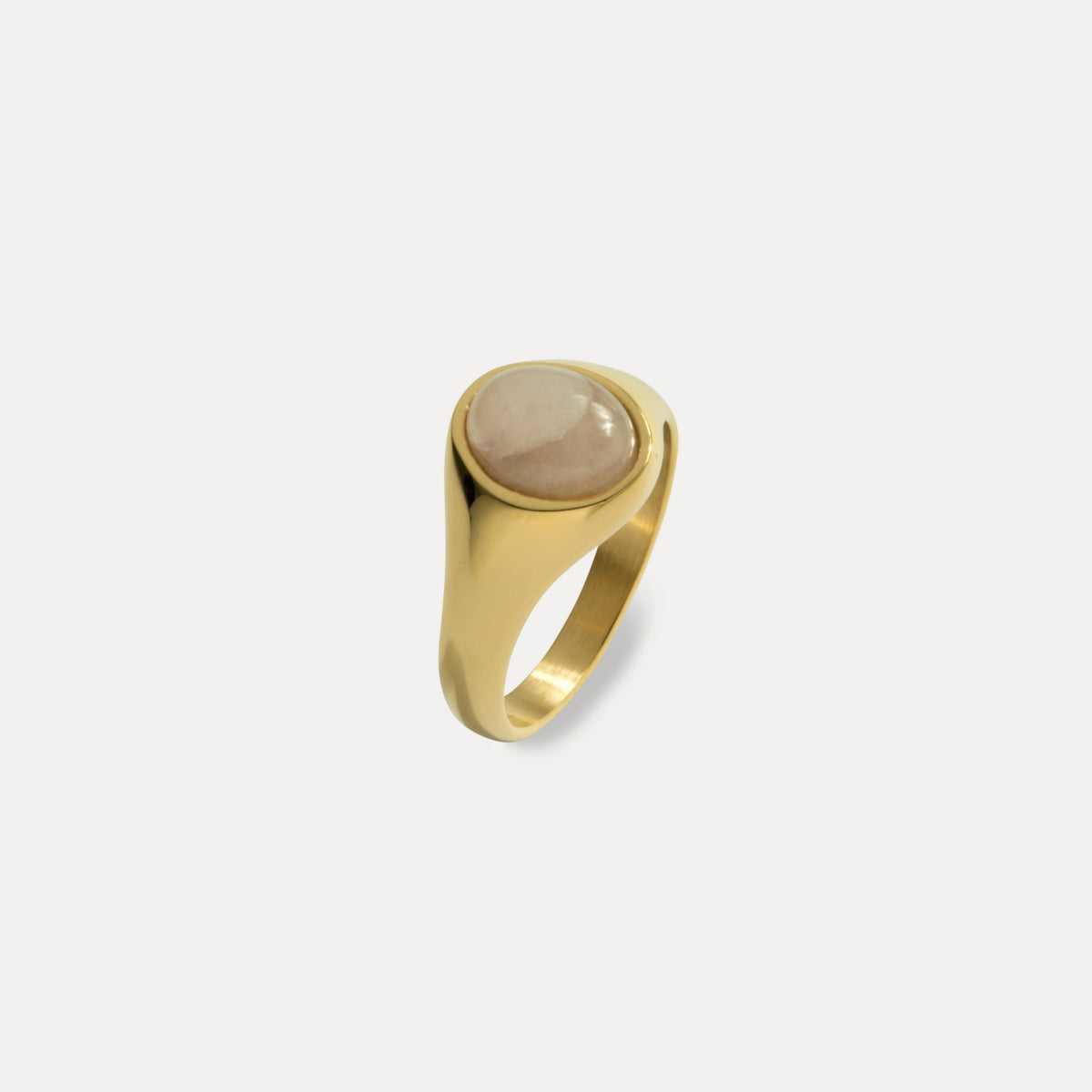 Rose Quartz Signet Ring - Gold
