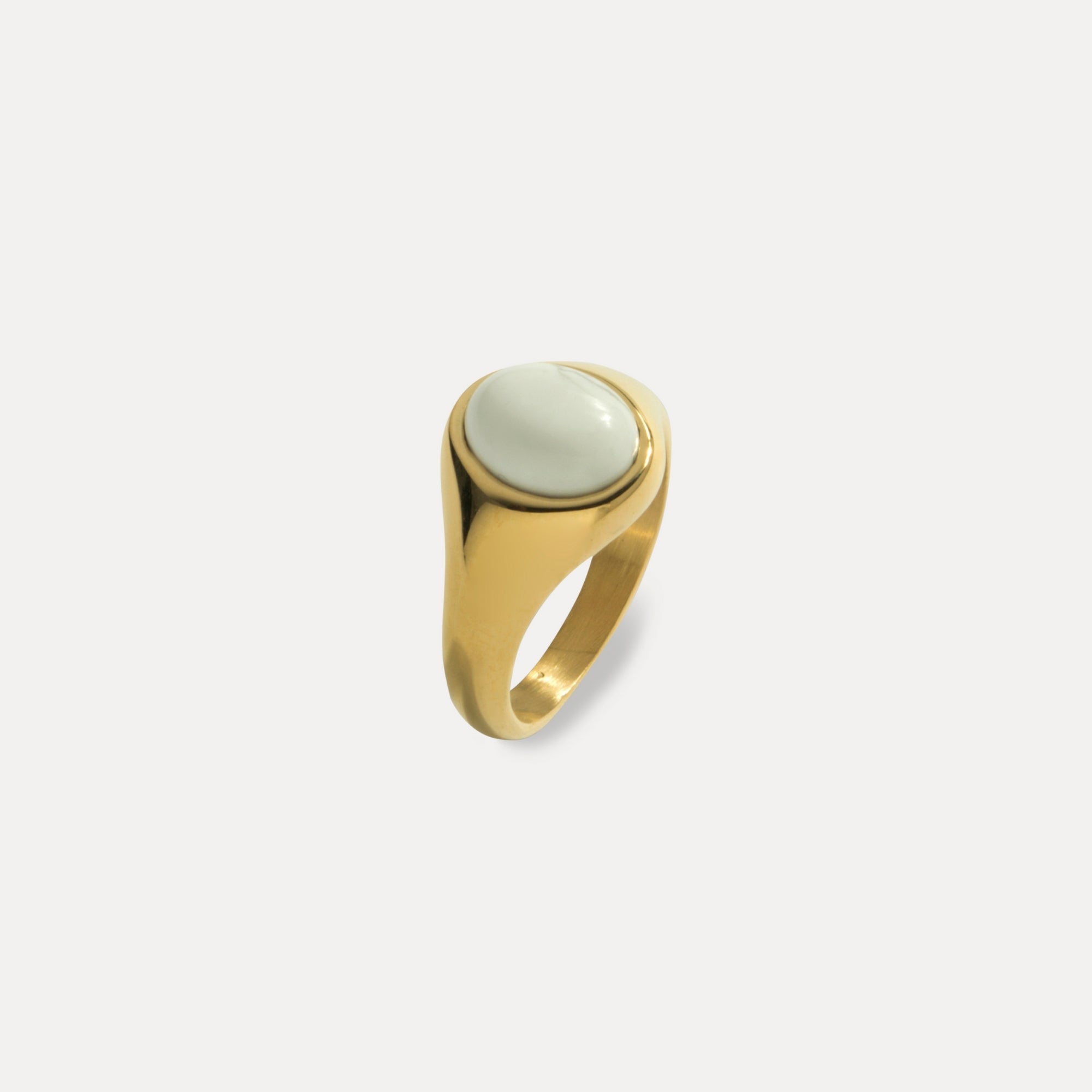 18K Gold Signet Ring - Natural Gemstone Ring For Men - By Twistedpendant