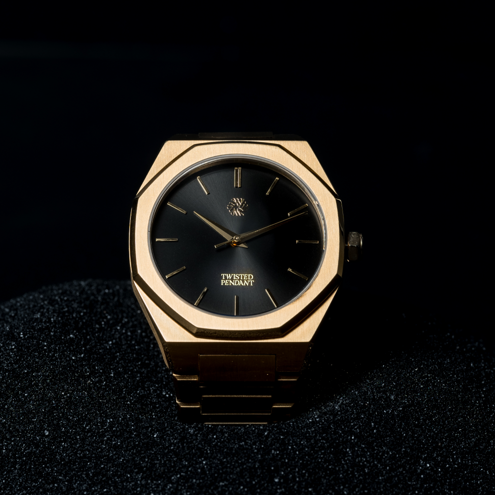 Mens Gold & Black Watch - Steel Watches For Men - By Twistedpendant