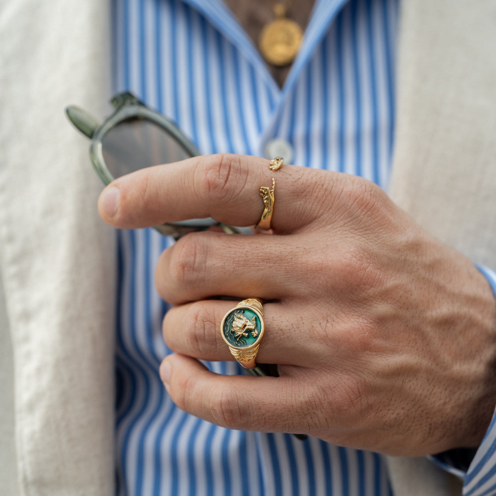 St Christopher Ring - Blue (Gold)