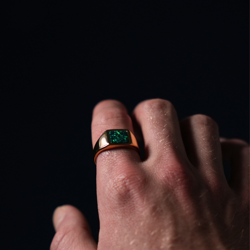 Mens Rings - Gold Opal Gemstone Signet Ring For Men - By Twistedpendant