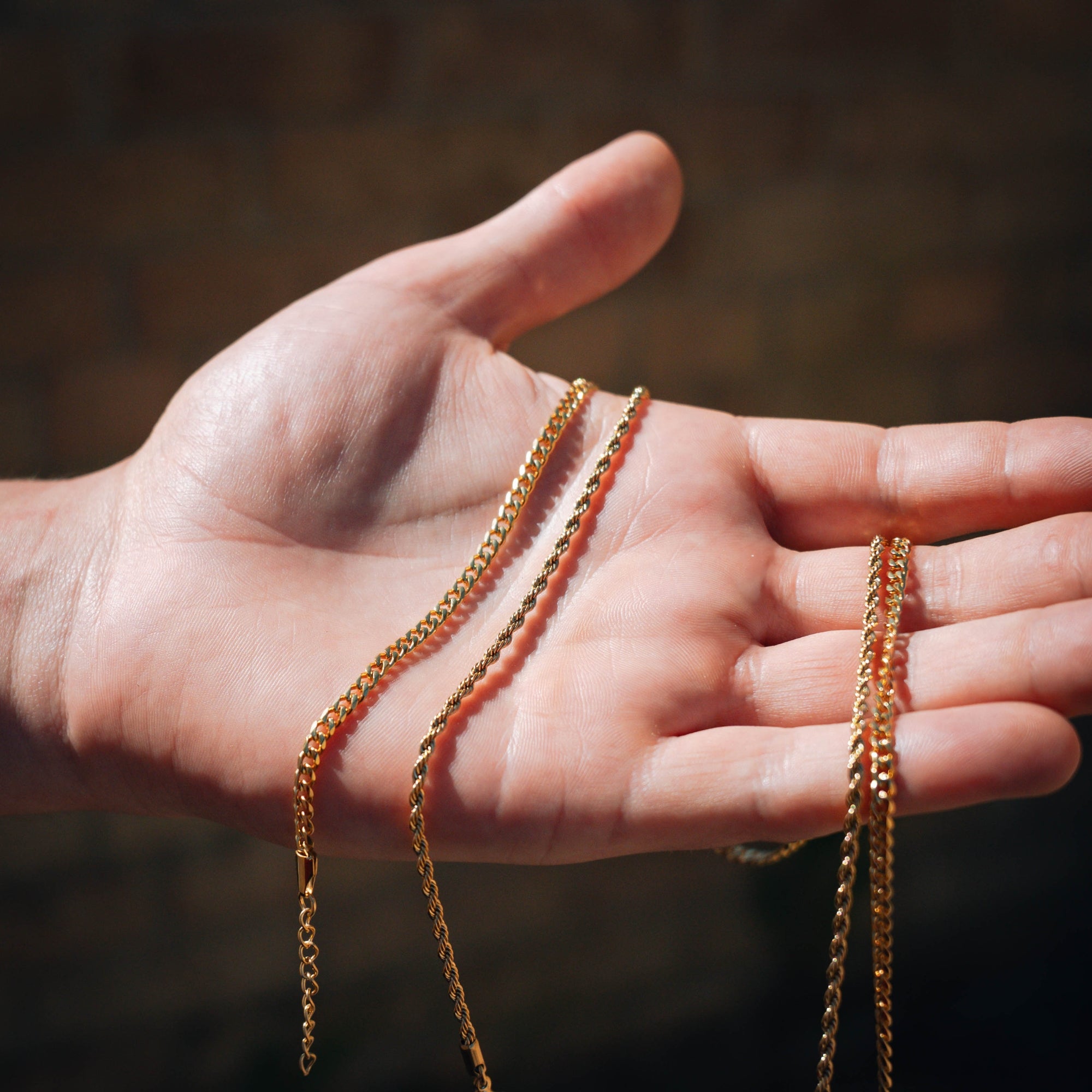 Gold Cuban + Rope Stack Chain Necklace Set For Men By Twistedpendant