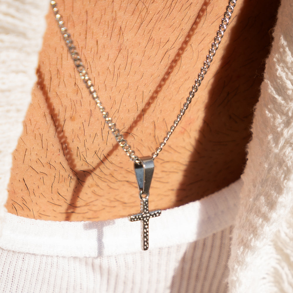 Micro Hammered Cross - Silver