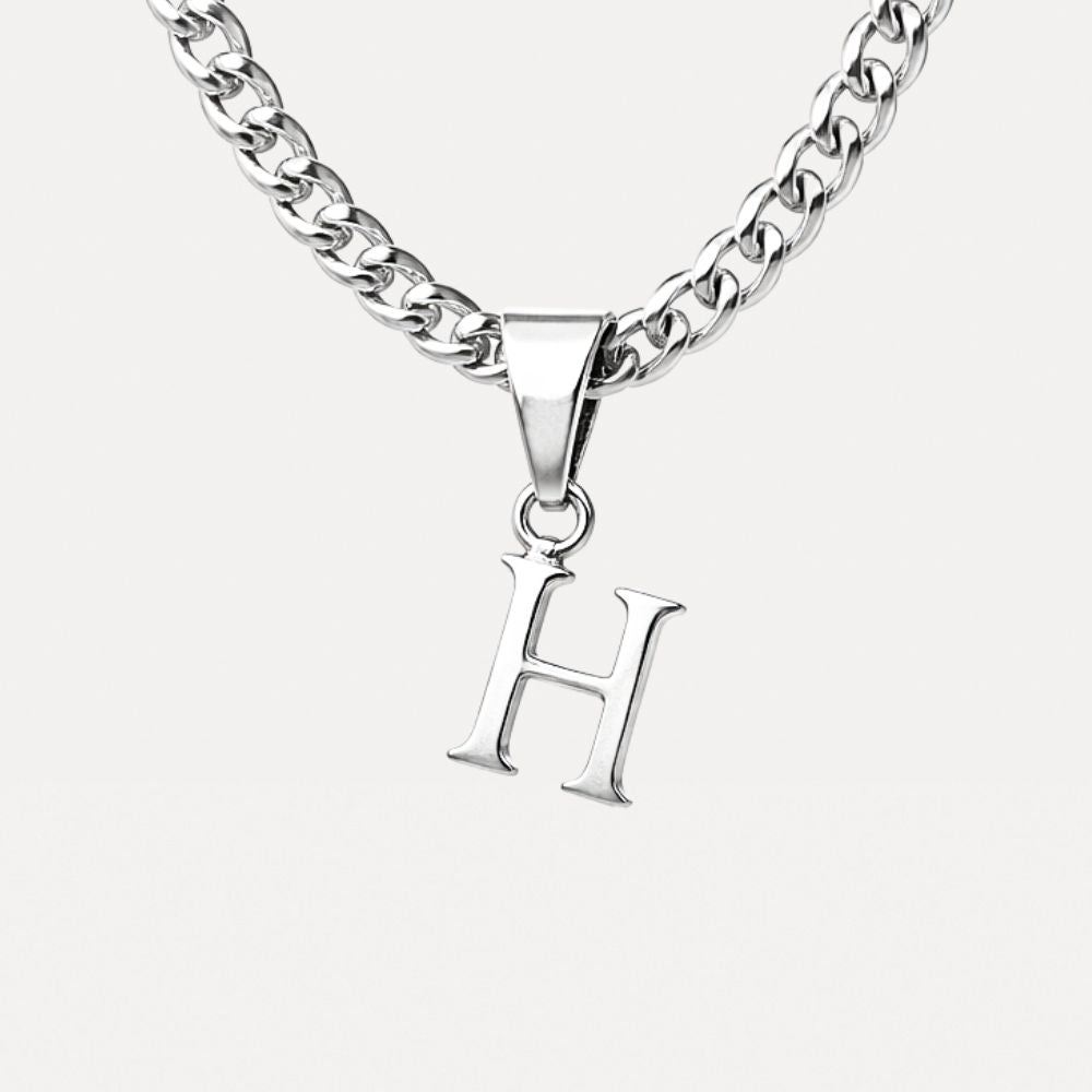 Mini Initial with Cuban Chain - Silver