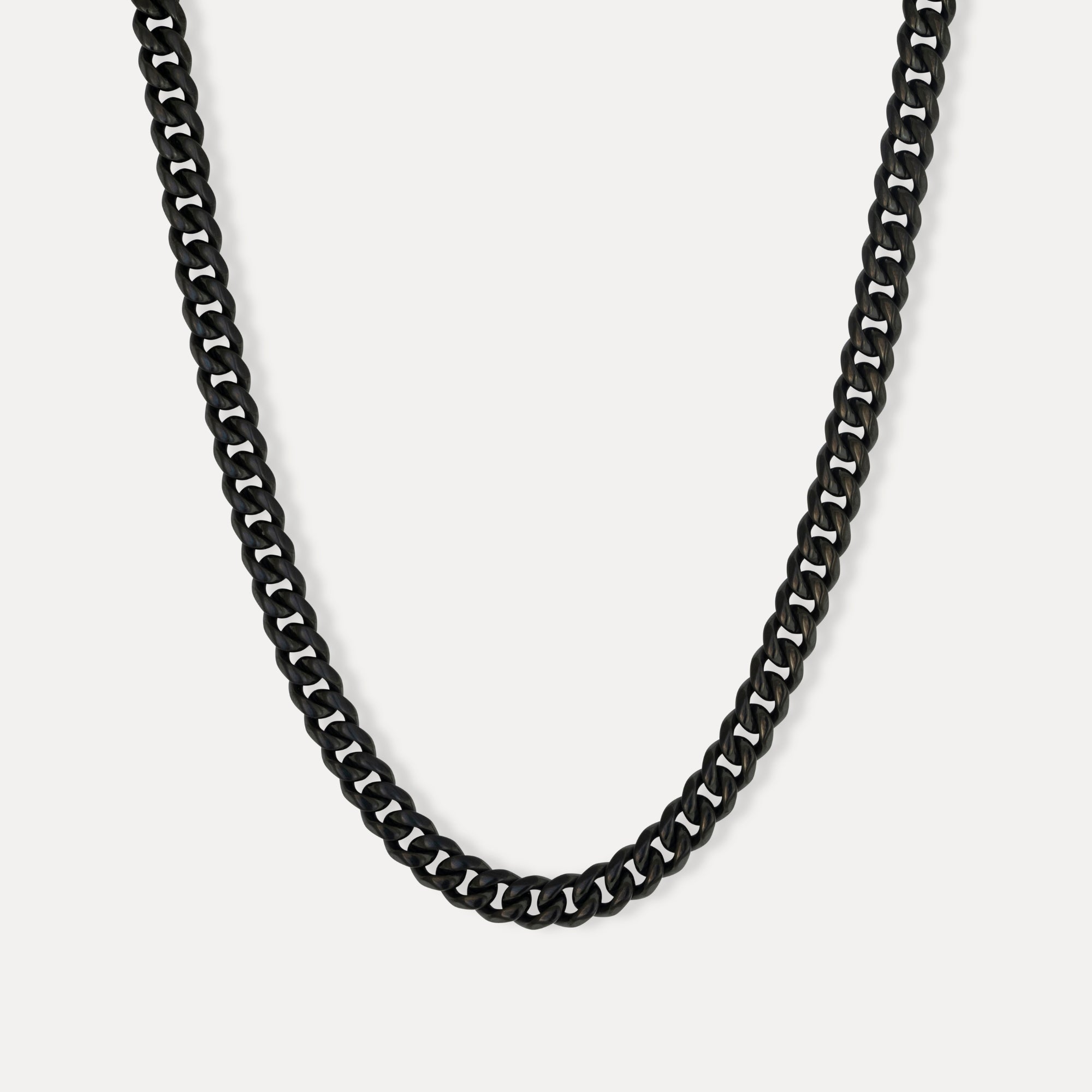 Men's Thick Black Cuban Chain Necklace (8MM) | Twistedpendant