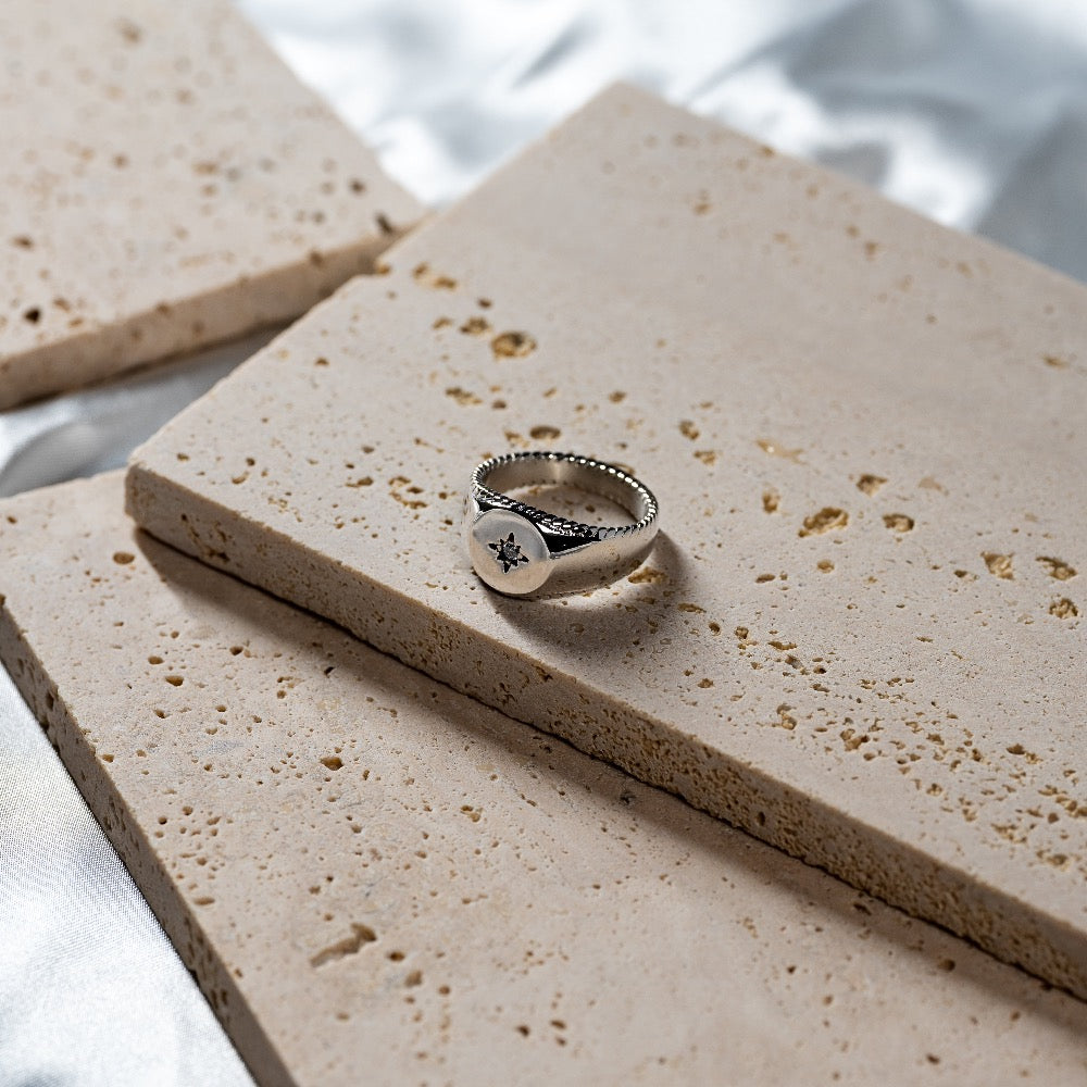 North Star Signet Ring For Men - Mens Gold Rings - By Twistedpendant