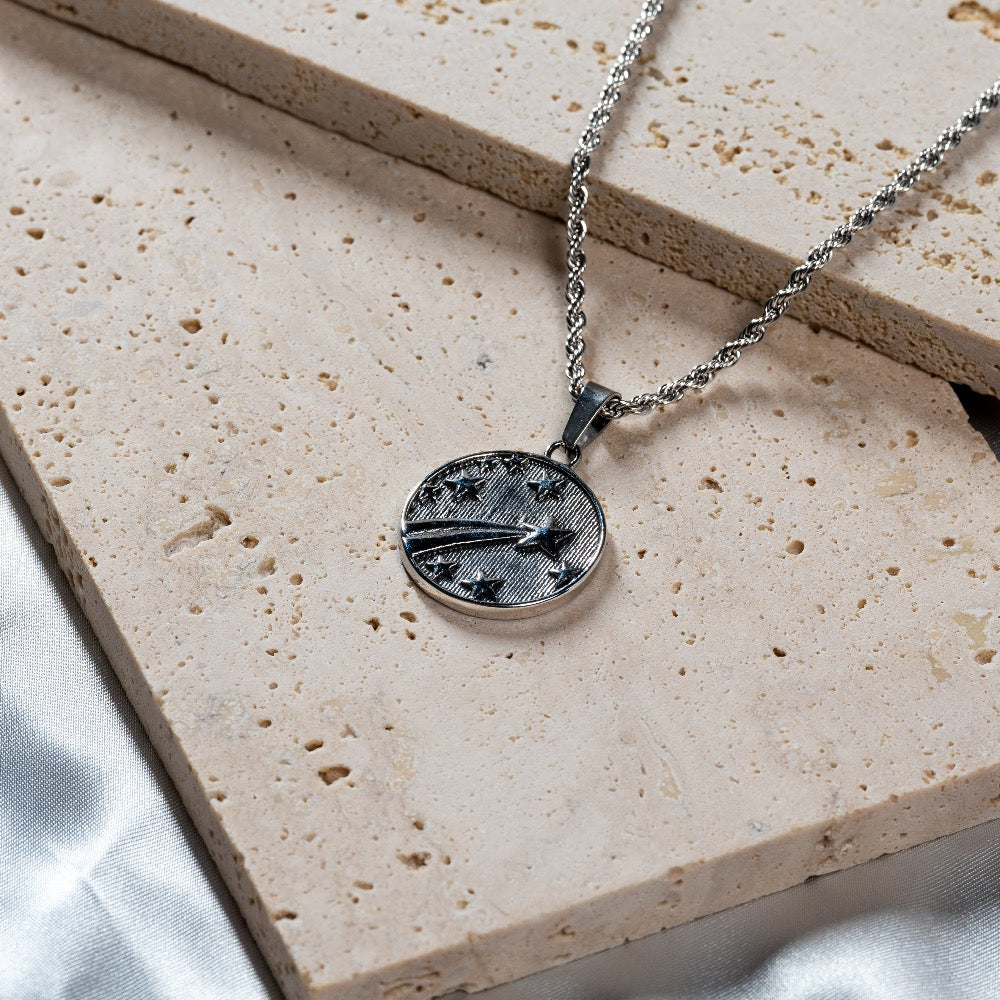 Men's Silver Shooting Star Necklace - Men's Necklace By Twistedpendant