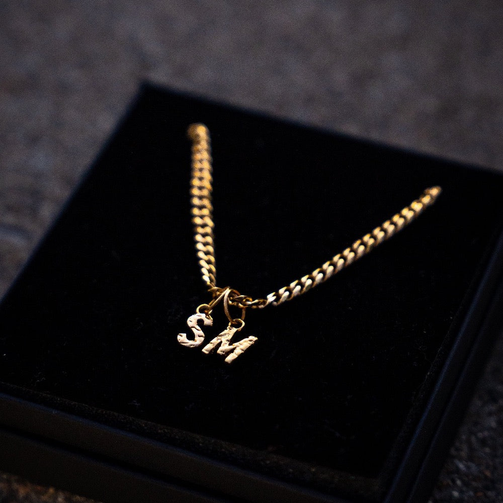 Mens Initial Necklace - Gold Name Monogram Necklace - By Twistedpendant