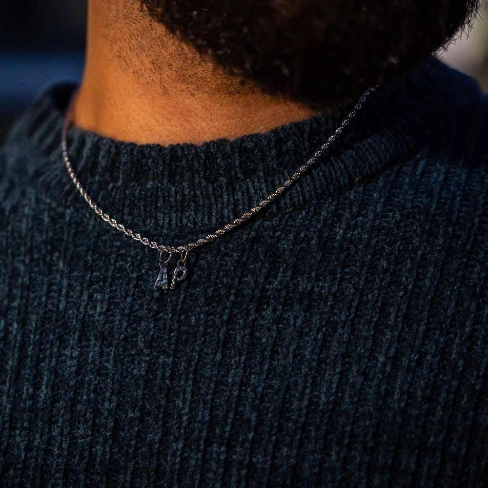Mens Vintage Initial Necklace - Personalised Jewellery By Twistedpendant