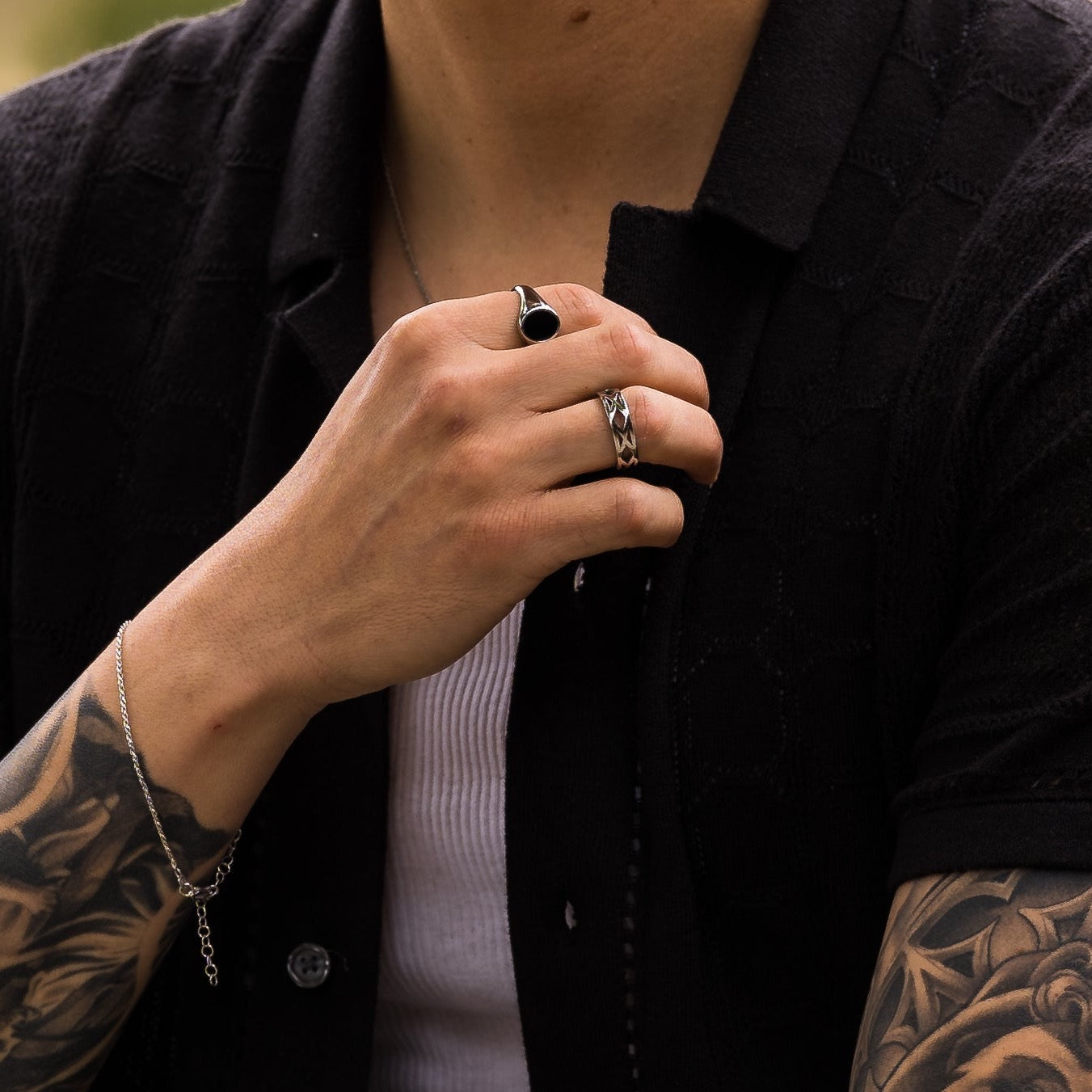 Edge Ring - Men's Silver Band Rings - Man Rings | Twistedpendant