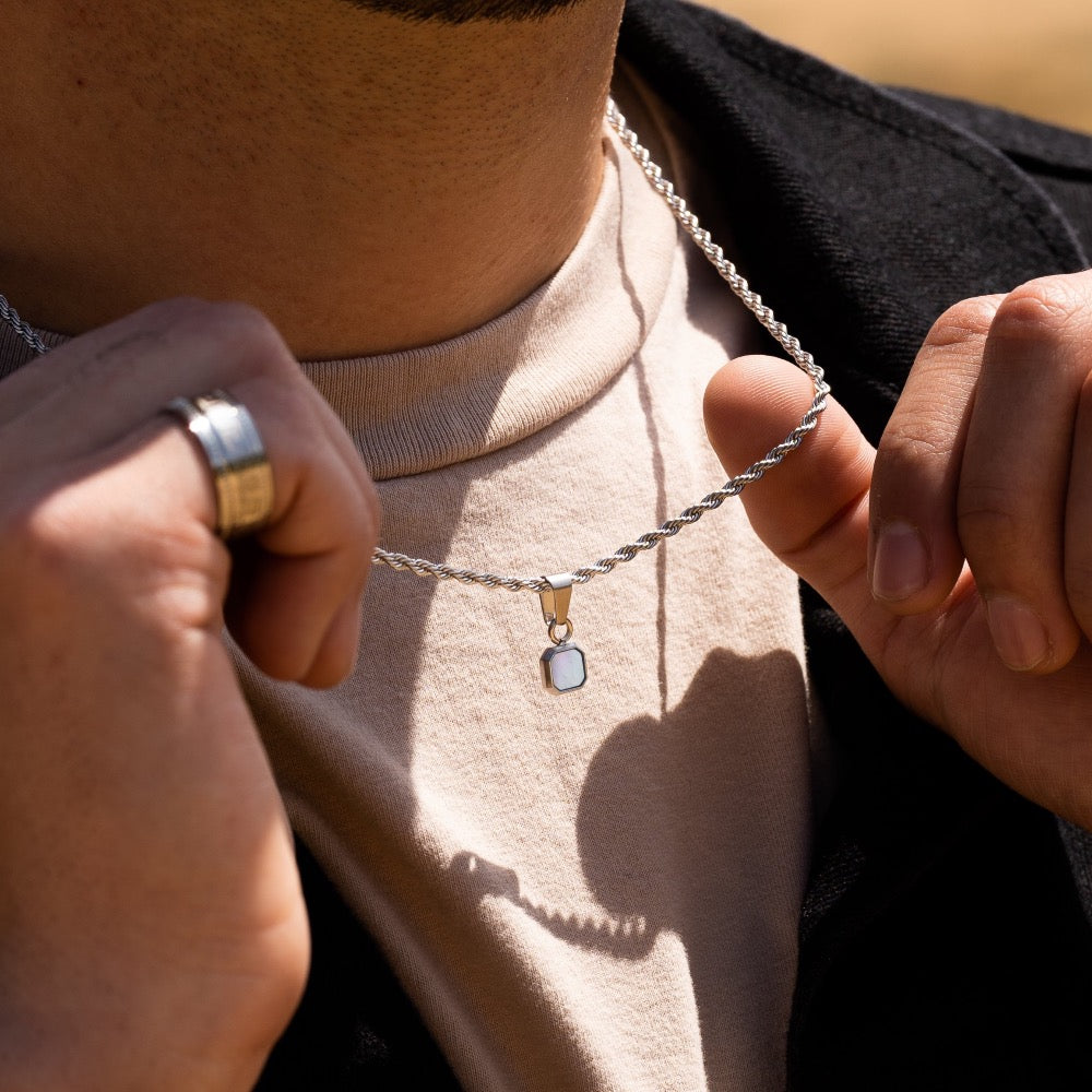 Mini Pearl Necklace - Gold Necklace for Men - By Twistedpendant
