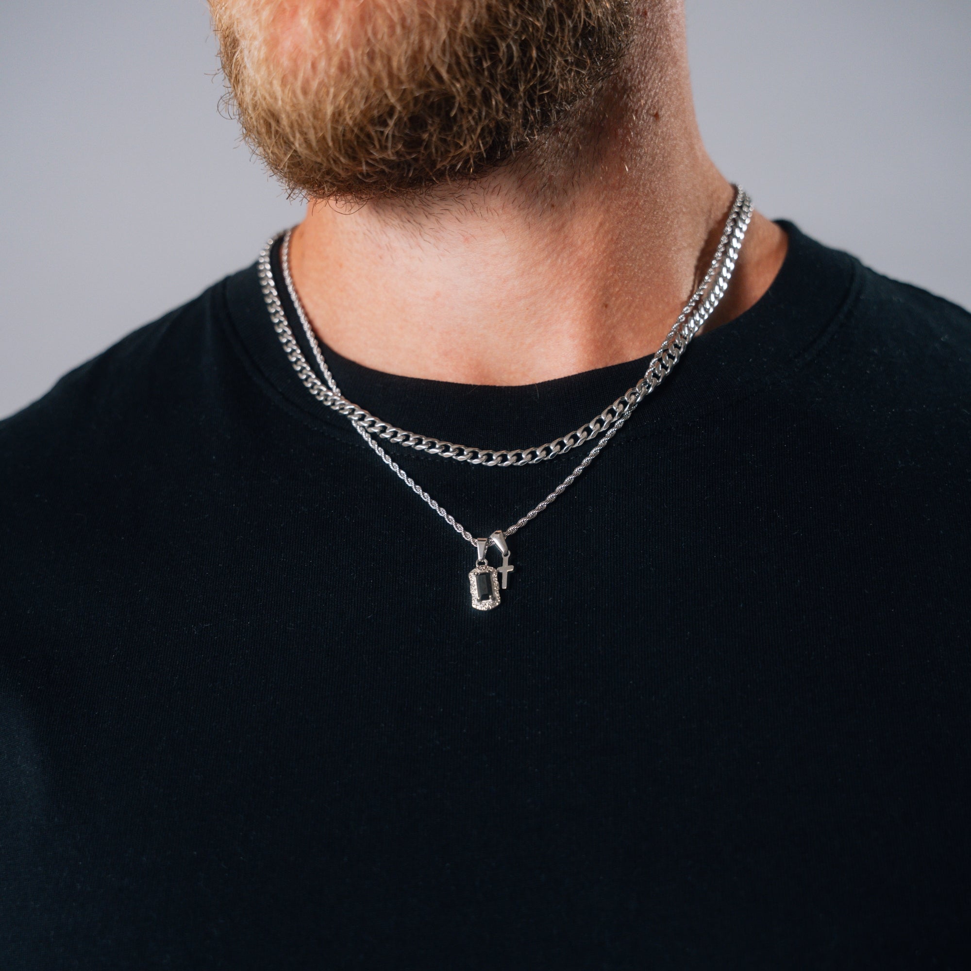 Dual Pendant Layered Set - Silver