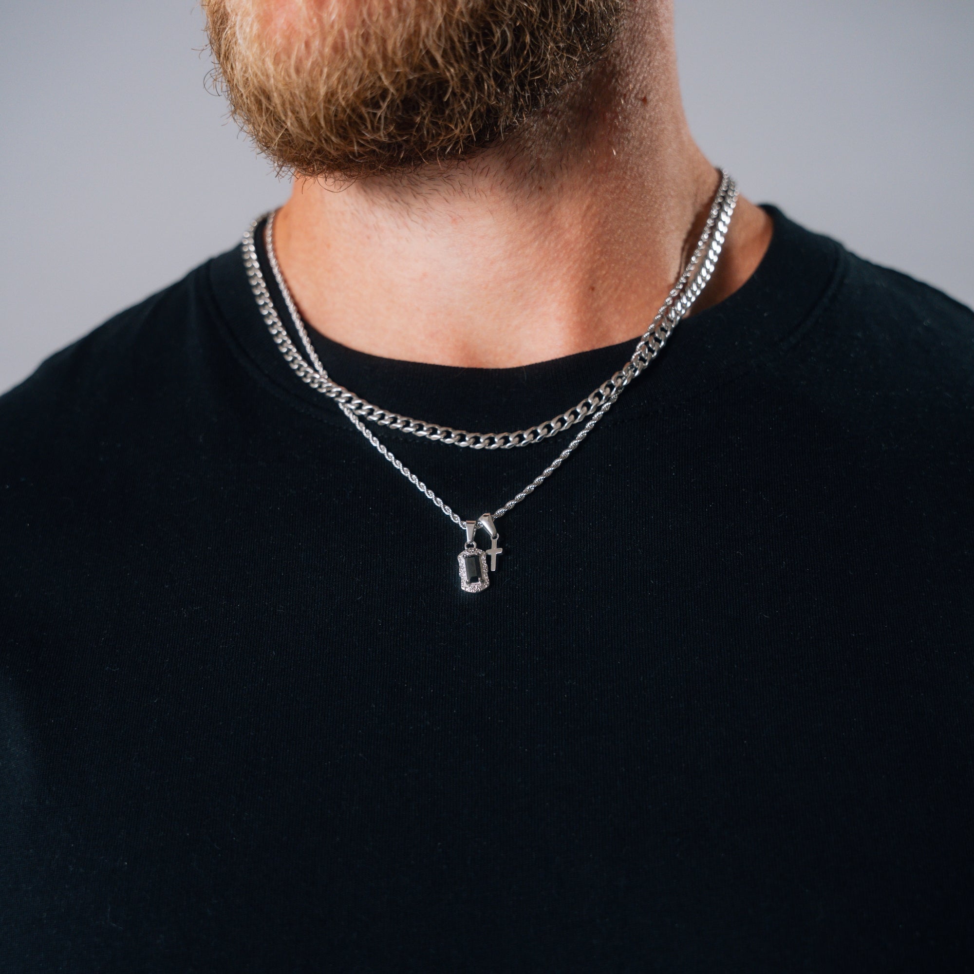 Dual Pendant Layered Set - Silver