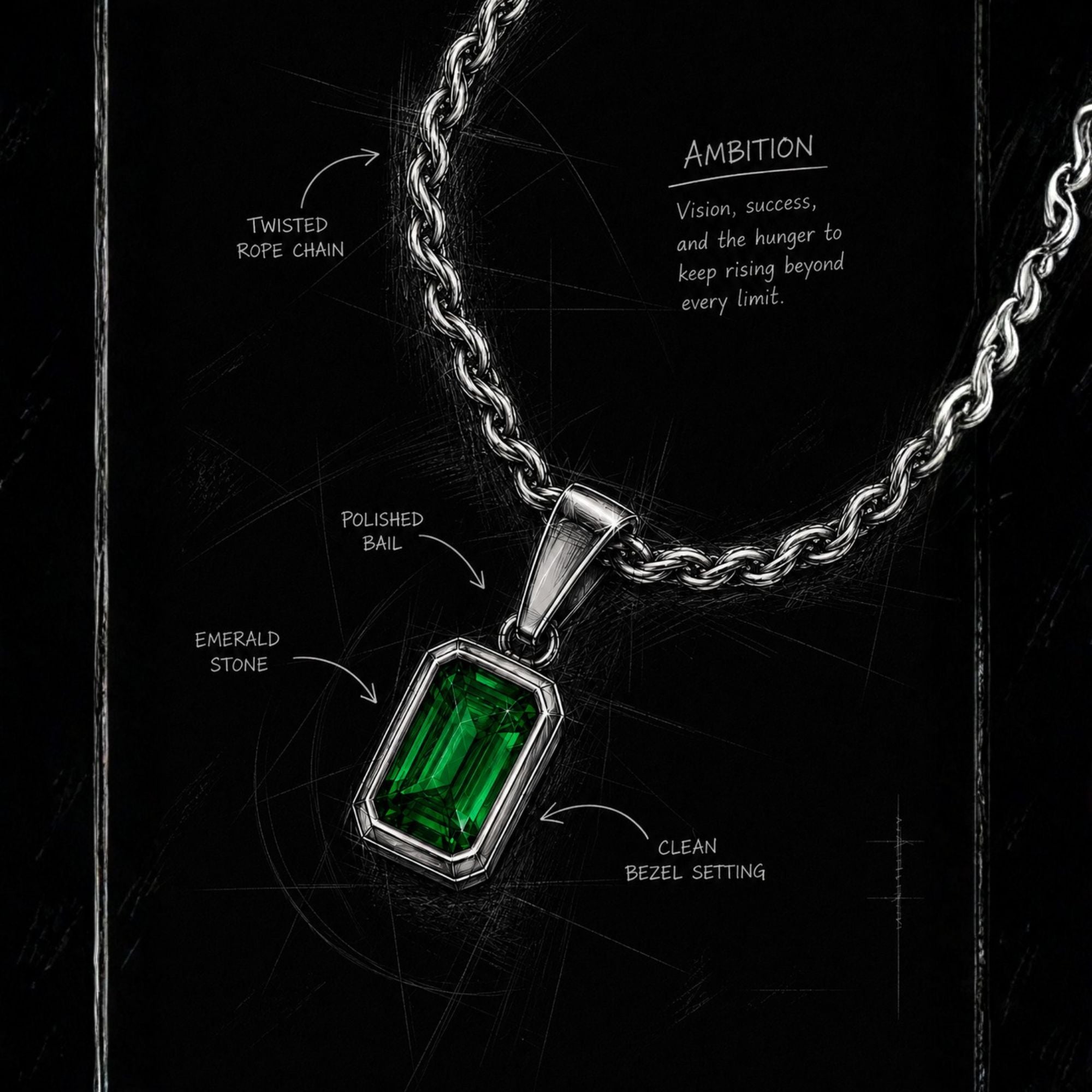 Emerald Pendant - Silver