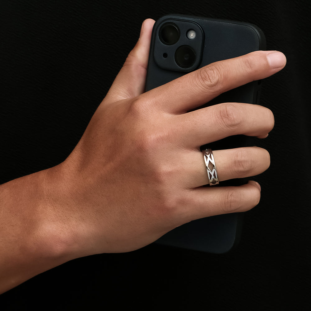 Edge Ring - Men's Silver Band Rings - Man Rings | Twistedpendant