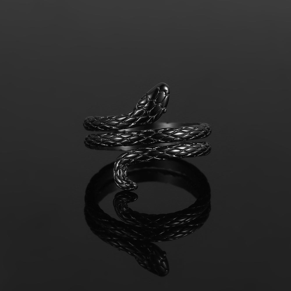 Thin Snake Ring - Black