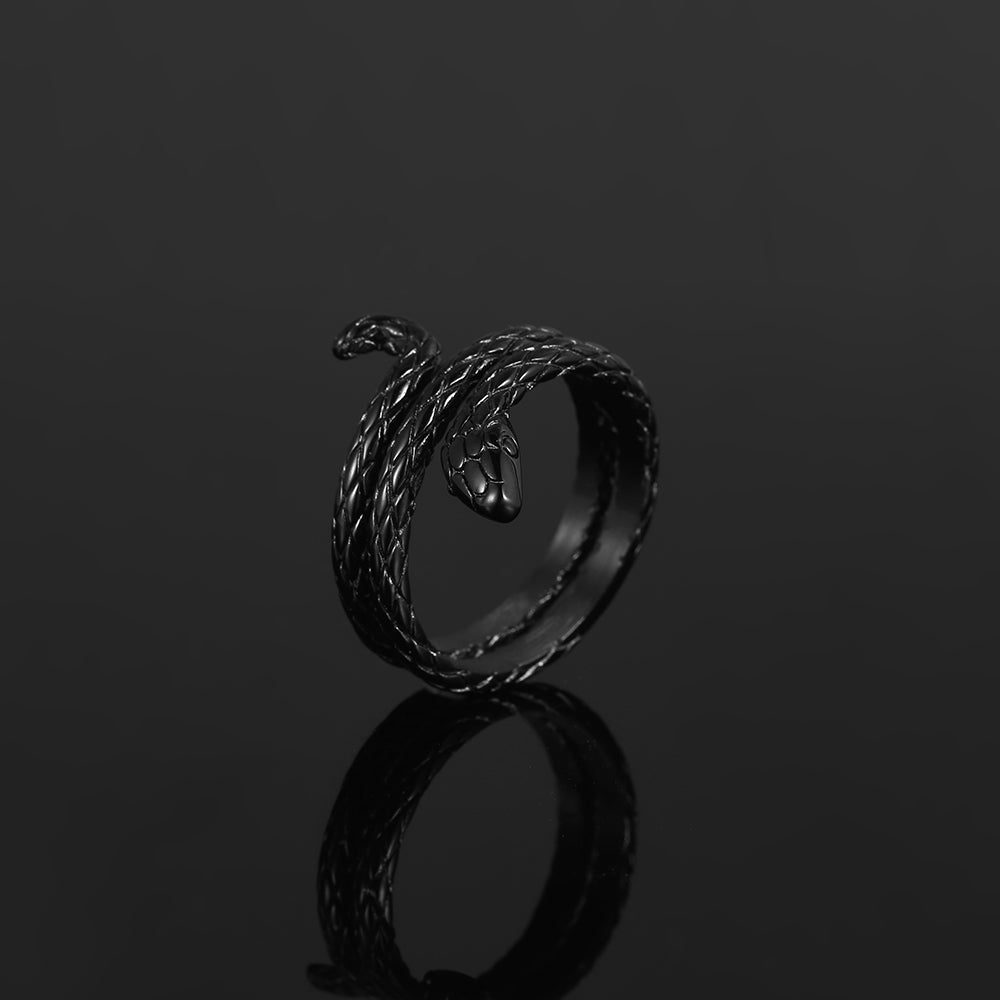 Thin Snake Ring - Black